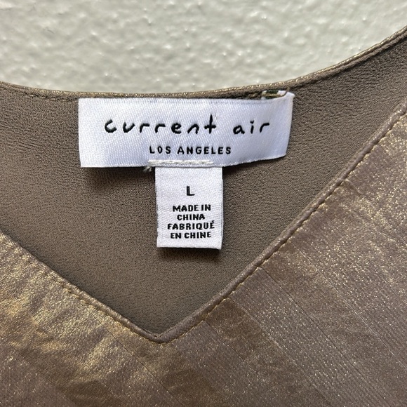 CURRENT AIR Anthropologie bias long dress gold metallic spaghetti strap large - Picture 4 of 13